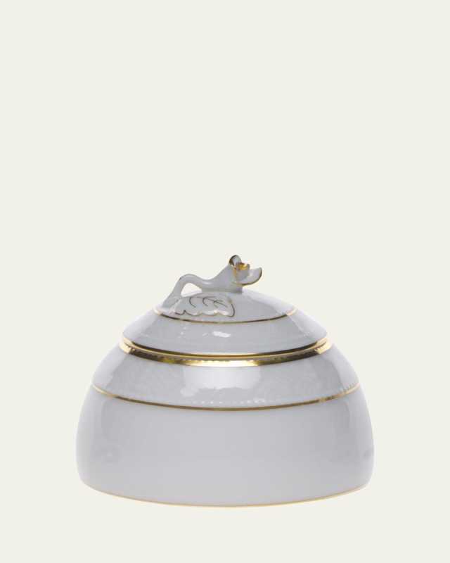 Golden Edge Honey Pot with Rose